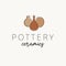 Pottery ceramics logo design. Three pots vector logotype.