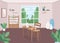 Pottery classroom flat color vector illustration