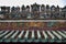 The pottery crest on the roof of Chinese ancestral hall.