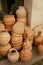 Pottery. Handmade Ceramic Clay Jugs Closeup