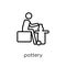 Pottery icon. Trendy modern flat linear vector Pottery icon on w