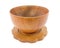 Pottery made from wood on isolated background.