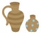 Pottery Symbols, Isolated Vector Clay Jar and Vase