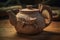 Pottery teapot lizard design. Generate ai