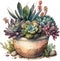 Potting Up Perfection: Watercolor Succulent Masterpieces AI Generated