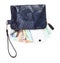 Pouch bag with phone, door keys and euros isolated