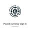 Pound currency sign in counterclockwise circle of arrows vector icon on white background. Flat vector pound currency sign in