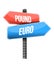 Pound, euro street sign illustration design