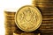 Pound GBP coin and gold money