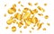 Pound gold coins explosion isolated on white background. Vector illustration