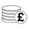 Pound stack coin, flat icon money design, cash sign vector illustration