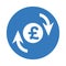 Pound sterling rotation update icon. Blue color vector