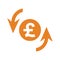 Pound sterling rotation update icon. Orange Vector graphics