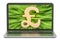 Pound sterling symbol on the screen of laptop, make money