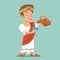 Pour drink jug bowl Roman Greek Retro Vintage Businessman Cartoon Character icon Water Vine Design Vector Illustration
