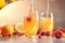Poured sparkling juice like orange, apple, grapes vitamin fruits, product shot AI Generated