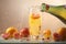 Poured sparkling juice like orange, apple, grapes vitamin fruits, product shot AI Generated