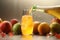 Poured sparkling juice like orange, apple, grapes vitamin fruits, product shot AI Generated