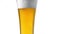 Pouring beer with bubble froth in glass for background on front view wave curve shape texture foam , drink alcohol