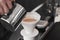 Pouring coffee barista v60 hario alternative pitcher latte work