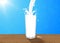 Pouring fresh milk into glass on wooden table vector  illustration 3d