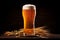 Pouring frothy light beer from tap into large glass, fresh cold brewery beverage concept