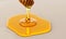 Pouring golden honey texture. Healthy and natural delicious sweets. Flow dripping yellow melted liquid. Food background