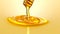 Pouring golden honey texture. Healthy and natural delicious sweets. Flow dripping yellow melted liquid. Food background