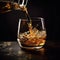 Pouring whisky into a glass. Generative AI