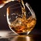 Pouring whisky into a glass. Generative AI