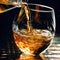 Pouring whisky into a glass. Generative AI