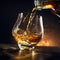 Pouring whisky into a glass. Generative AI