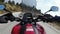 POV Biker on Motorcycle Rides on High Mountain Pass in Cloudy Weather with Fog