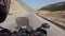 POV Biker Rides on Motorbike by Empty Mountain Highway, Albania, Moto Adventure