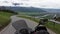 POV Biker Rides Motorcycle on Scenic Narrow Alpine Mountain Road, Liechtenstein