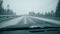 POV car shot in winter. Driving along empty forest highway in Moscow Region, Russia