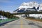 POV: Driving across a bridge during a road trip along Icefields Parkway route.