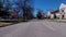 Pov driving view of historic homes and an old church downtown Augusta Georgia