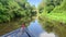 POV footage travelling along the Shropshire Union canal waterway on a narrowboat, or barge