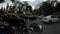 POV motorcyclist slips through traffic in central streets of Mumbai timelapse