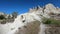 POV Shot Hiking Through Love Valley and White Valley in Cappadocia.