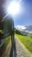 POv from train to Mont Blanc mountain massif