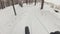 Pov view. Handheld gimbal stabilization. Professional extreme sportsman biker riding a fat bike in outdoors. Cyclist