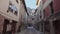 POV, walking in medieval village of Pancorbo, Burgos, Spain. First person point of view.