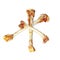 Poverty concept.Three crossed picked chicken bones isolated on w