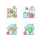 Poverty and hunger RGB color icons set
