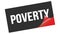 POVERTY text on black red sticker stamp