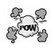 Pow comic bubble sound balst cloud vector cartoon flat text icon