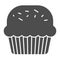 Powder cake solid icon. Muffin for Saint Patrick day celebration glyph style pictogram on white background. Mini