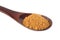 Powder cinnamon at on wooden spoon